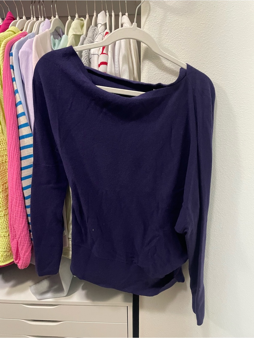 Express One Shoulder Indigo Sweater